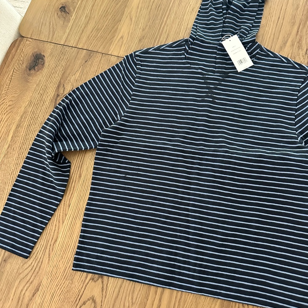 Vince Navy and Light Blue Striped Top